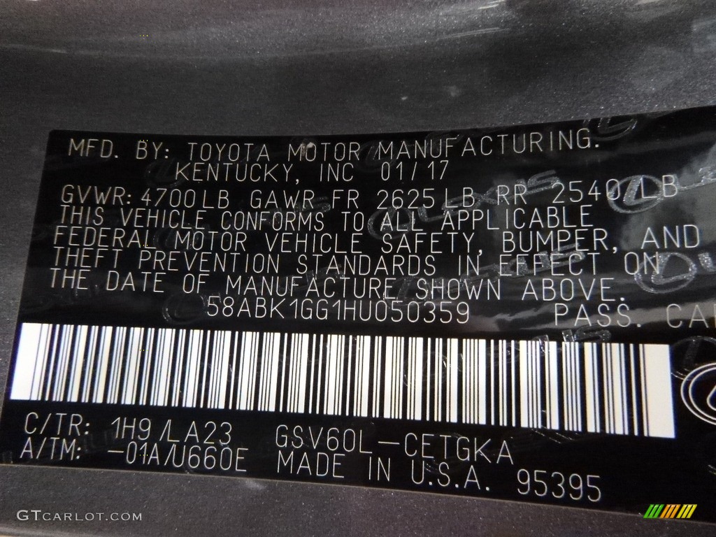 2017 ES 350 - Nebula Gray Pearl / Black photo #10