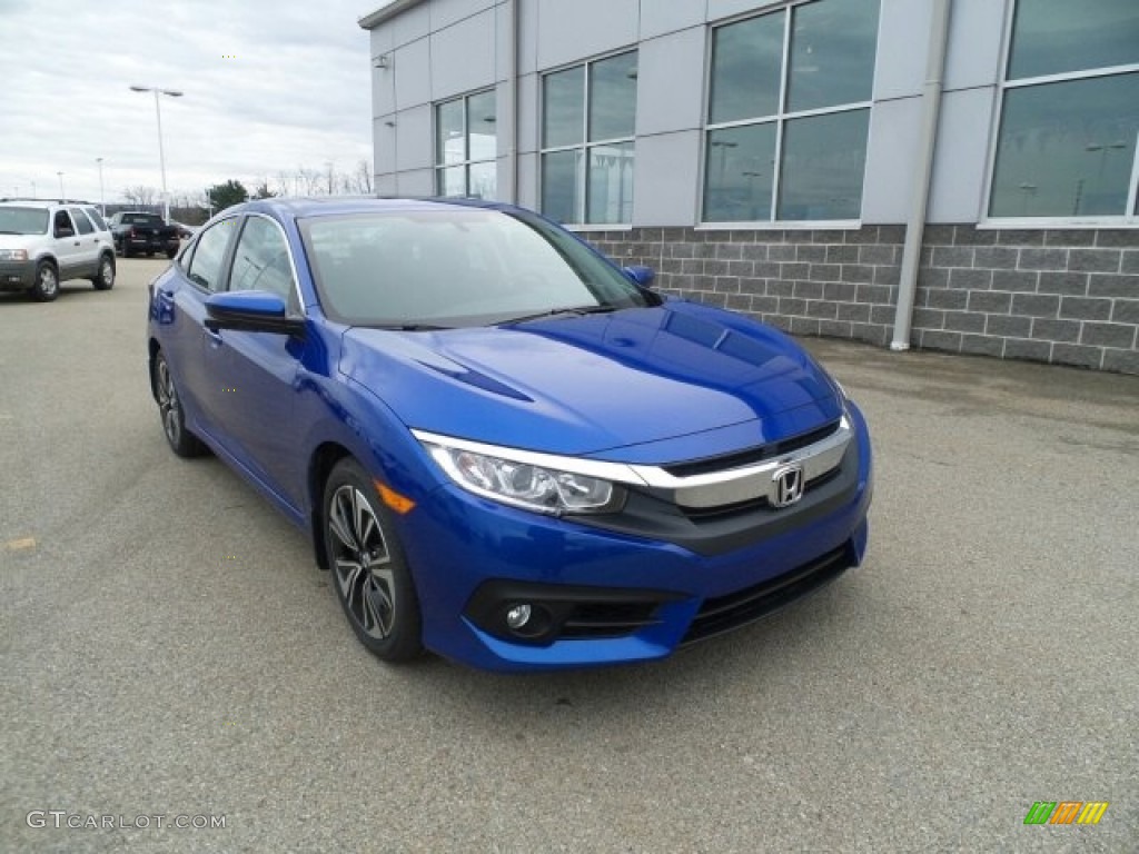 2017 Civic EX-L Sedan - Aegean Blue Metallic / Black photo #1