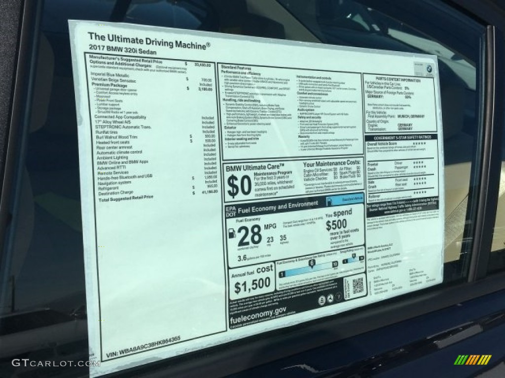 2017 3 Series 320i Sedan - Imperial Blue Metallic / Venetian Beige/Black photo #10