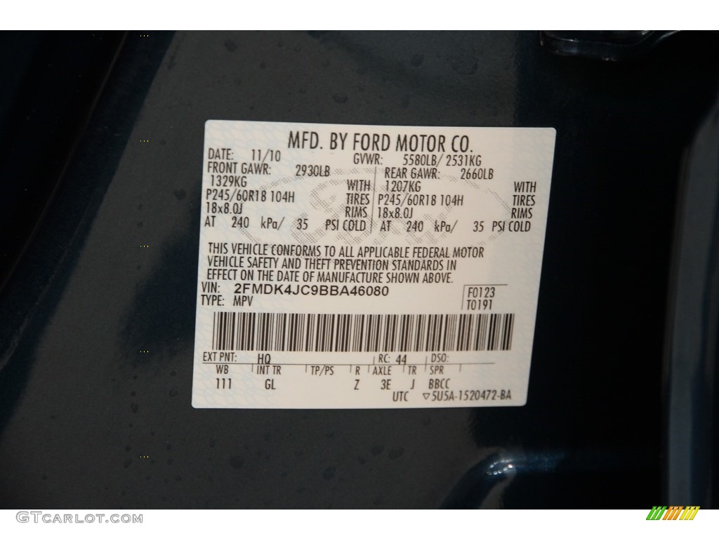 2011 Edge SEL AWD - Mediterranean Blue Metallic / Medium Light Stone photo #20