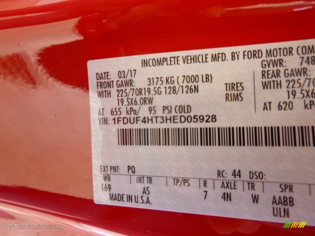 2017 F450 Super Duty Color Code PQ for Race Red Photo #119485674