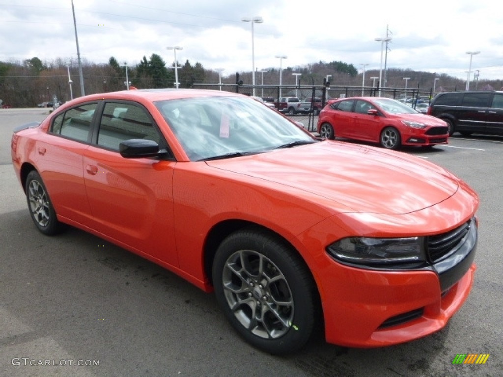 2017 Charger SXT AWD - Go Mango / Black photo #7