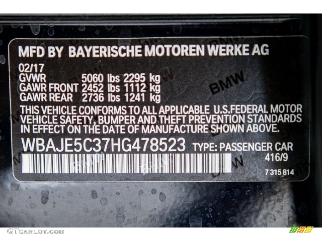 2017 5 Series Color Code 416 for Carbon Black Metallic Photo #119529076