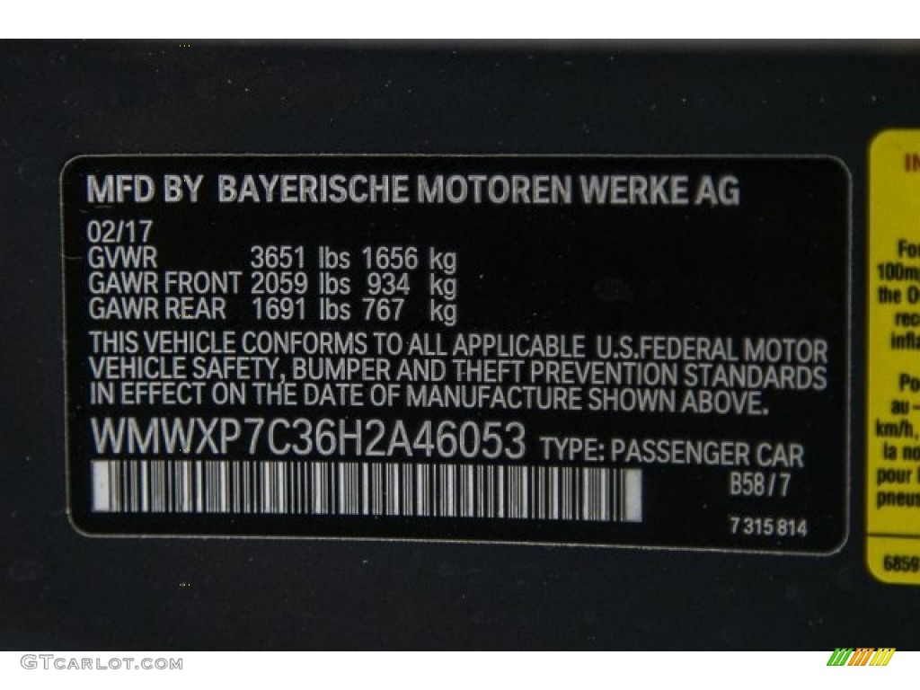 2017 Hardtop Color Code B58 for Thunder Grey Metallic Photo #119531443
