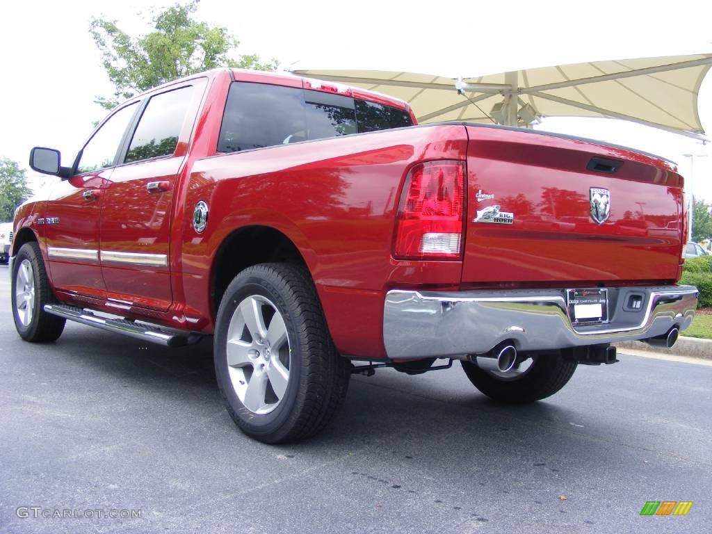 2009 Ram 1500 Big Horn Edition Crew Cab - Inferno Red Crystal Pearl / Light Pebble Beige/Bark Brown photo #2