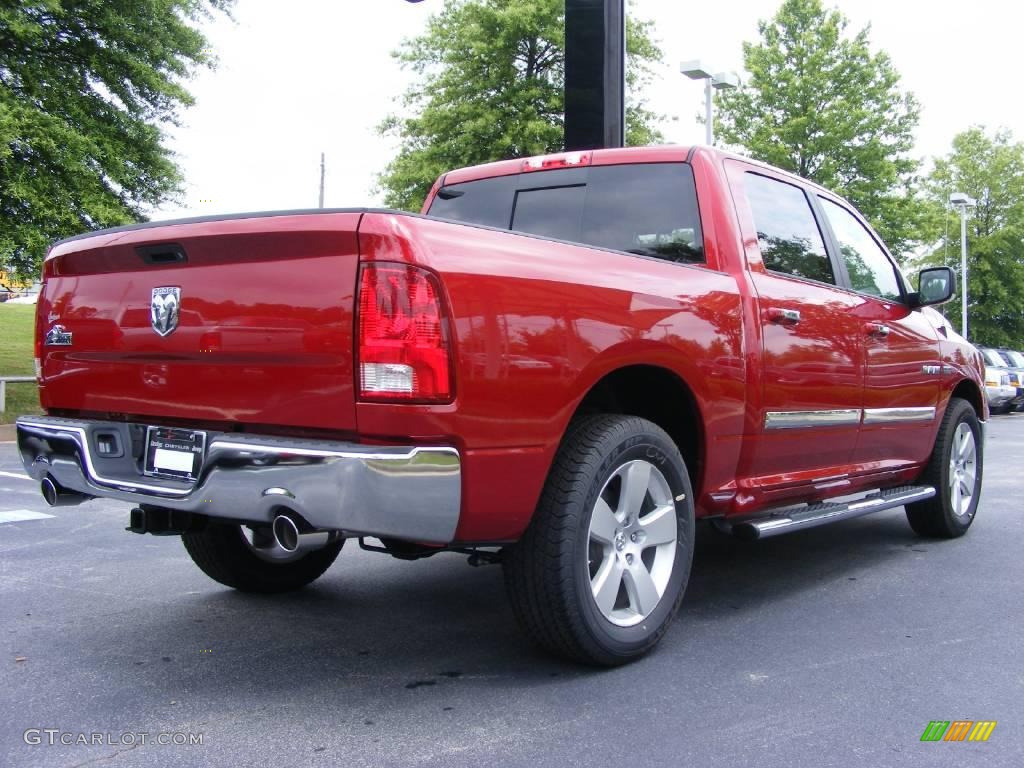 2009 Ram 1500 Big Horn Edition Crew Cab - Inferno Red Crystal Pearl / Light Pebble Beige/Bark Brown photo #3