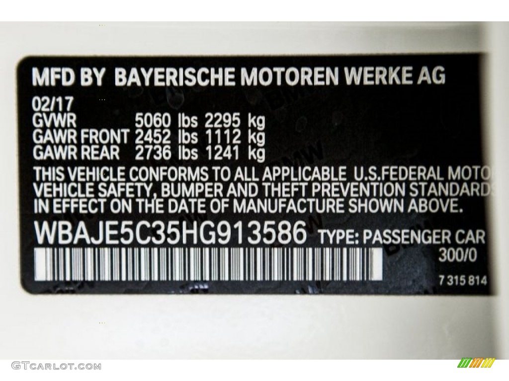 2017 5 Series 540i Sedan - Alpine White / Canberra Beige photo #10