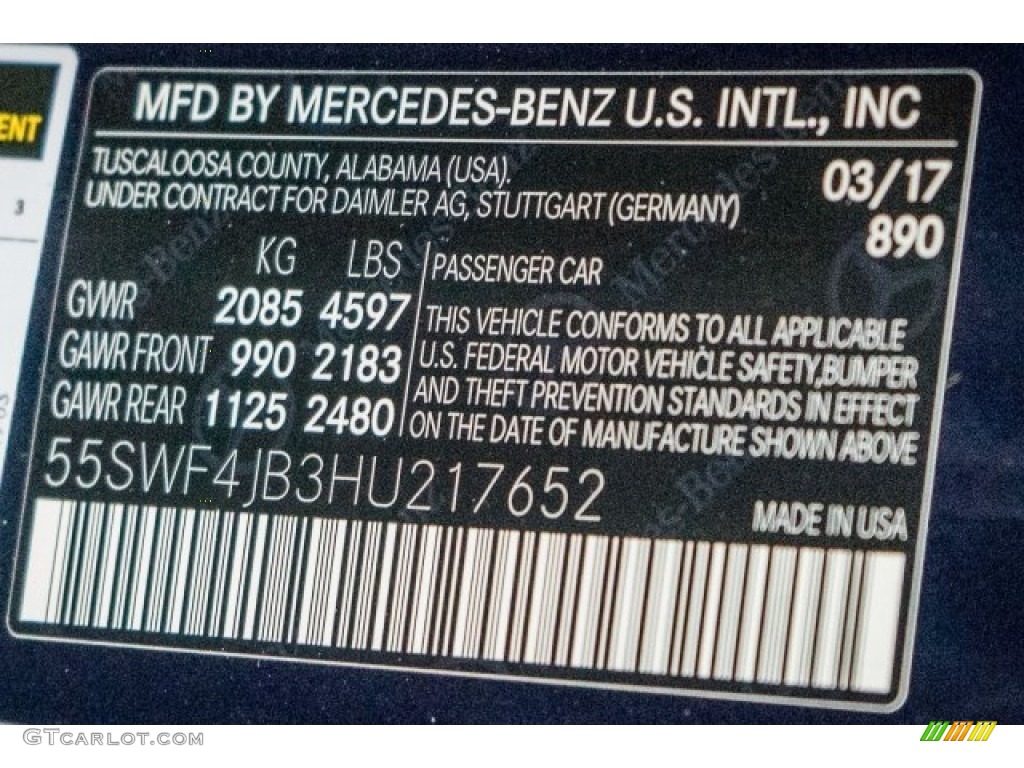 2017 C Color Code 890 for Lunar Blue Metallic Photo #119559918