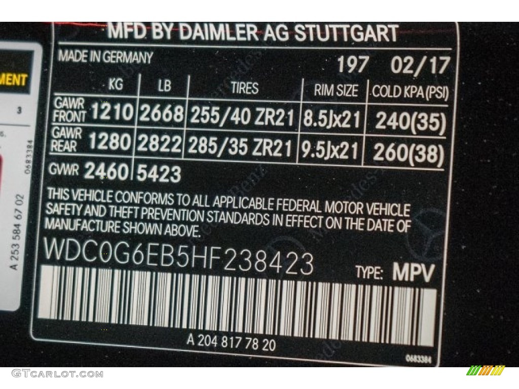 2017 Mercedes-Benz GLC 43 AMG 4Matic Color Code Photos
