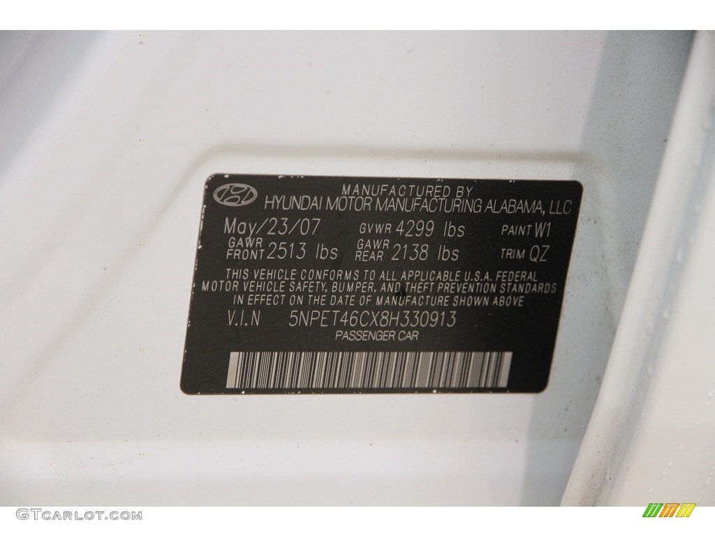 2008 Sonata GLS - Powder White Pearl / Beige photo #16