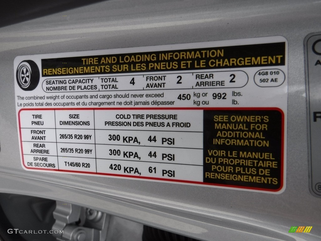 2015 Audi S7 4.0 TFSI quattro Info Tag Photo #119570607