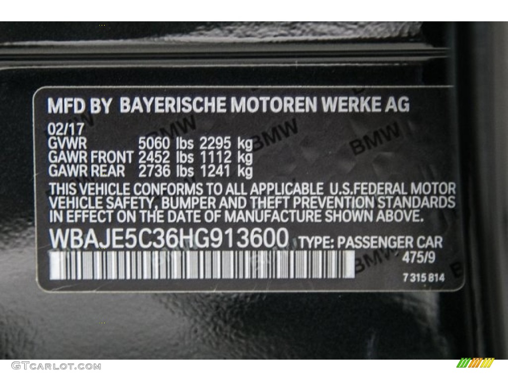 2017 5 Series 540i Sedan - Black Sapphire Metallic / Canberra Beige photo #11