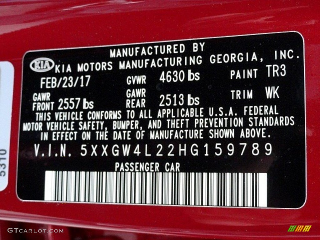 2017 Optima Color Code TR3 for Remington Red Photo #119591013