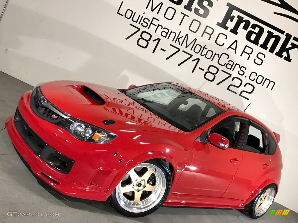 2008 Impreza WRX STi - Lightning Red / Carbon Black/Graphite Gray Alcantara photo #4