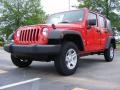 2009 Flame Red Jeep Wrangler Unlimited X 4x4  photo #1