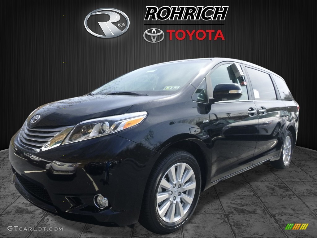 2017 Sienna Limited AWD - Midnight Black Metallic / Ash photo #4