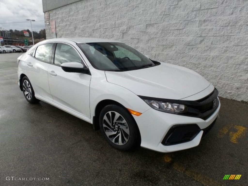 2017 Civic LX Hatchback - White Orchid Pearl / Black/Ivory photo #1