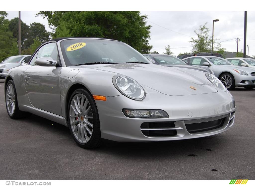 2008 911 Carrera S Cabriolet - Arctic Silver Metallic / Black photo #1