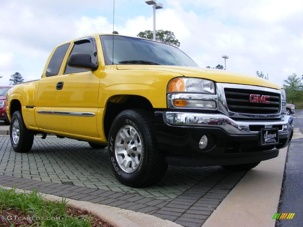 2005 Sierra 1500 Z71 Extended Cab 4x4 - Flame Yellow / Dark Pewter photo #7