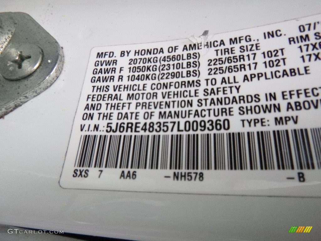 2007 CR-V LX 4WD - Taffeta White / Gray photo #27