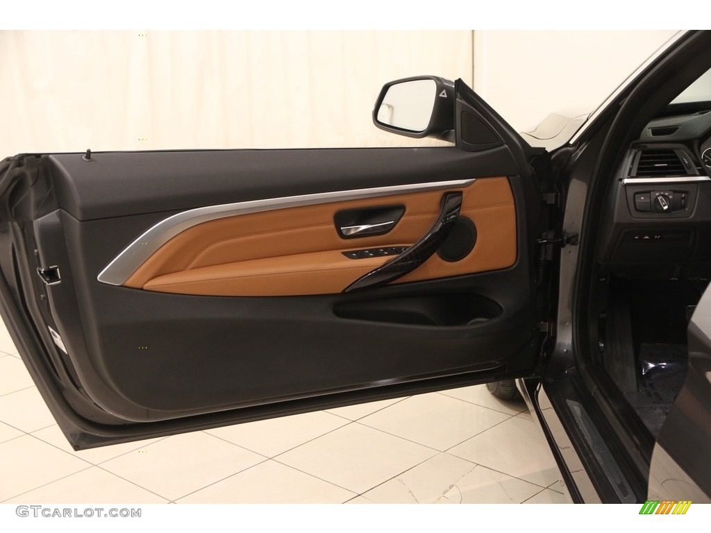 2017 BMW 4 Series 430i xDrive Convertible Saddle Brown Door Panel Photo #119668635