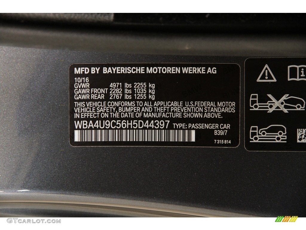 2017 4 Series Color Code B39 for Mineral Grey Metallic Photo #119669136
