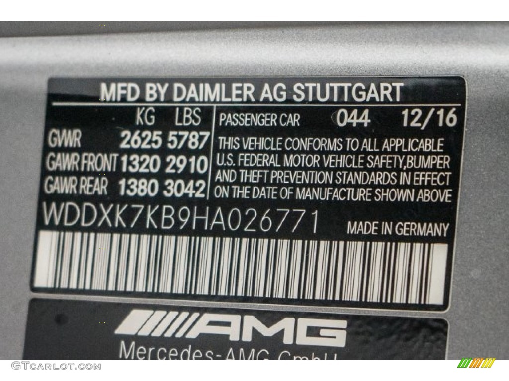 2017 Mercedes-Benz S 65 AMG Cabriolet Color Code Photos