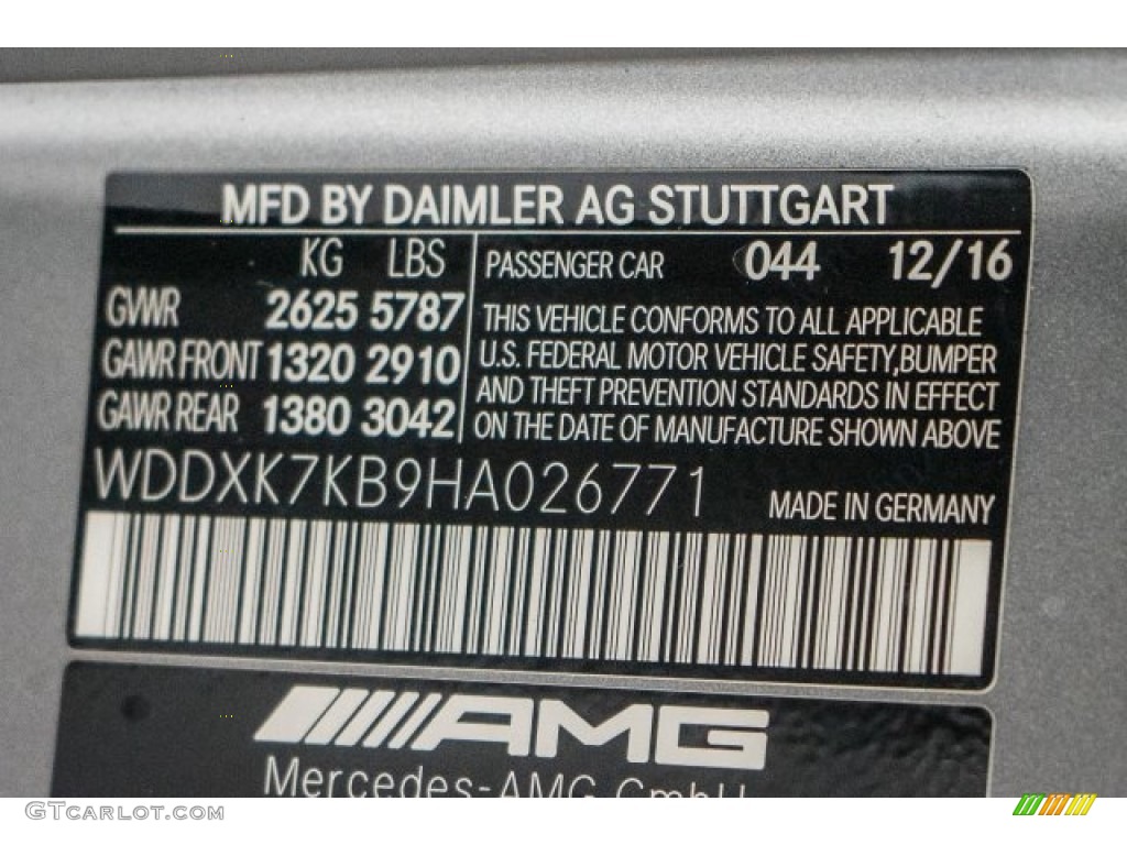 2017 Mercedes-Benz S 65 AMG Cabriolet Color Code Photos