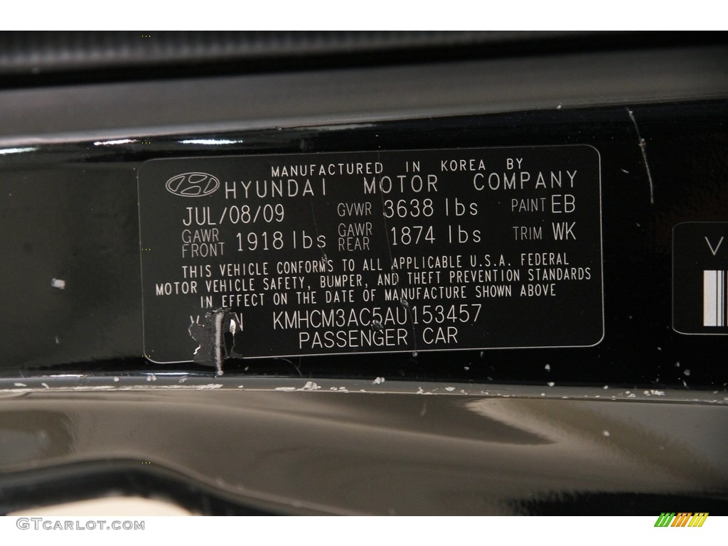 2010 Accent GS 3 Door - Ebony Black / Black photo #16