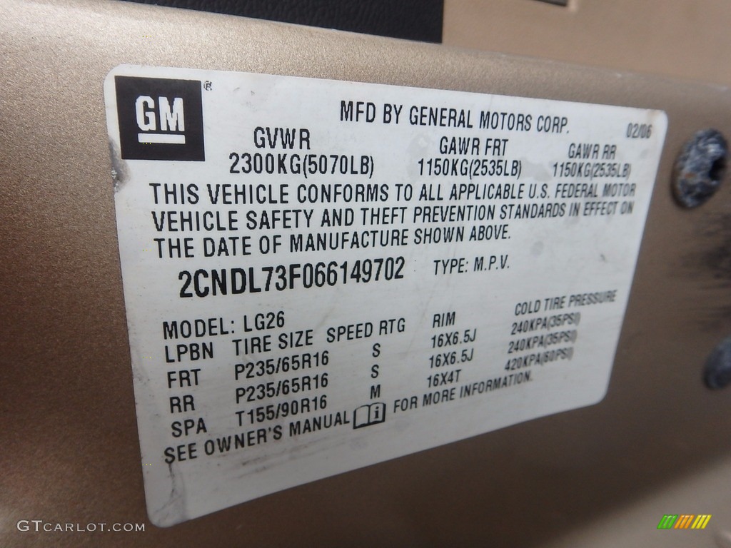 2006 Equinox LT AWD - Sandstone Metallic / Light Cashmere photo #29