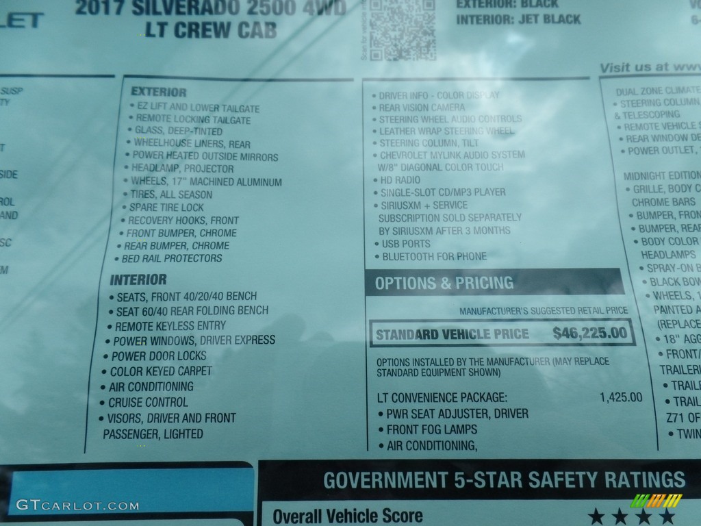 2017 Silverado 2500HD LT Crew Cab 4x4 - Black / Jet Black photo #46