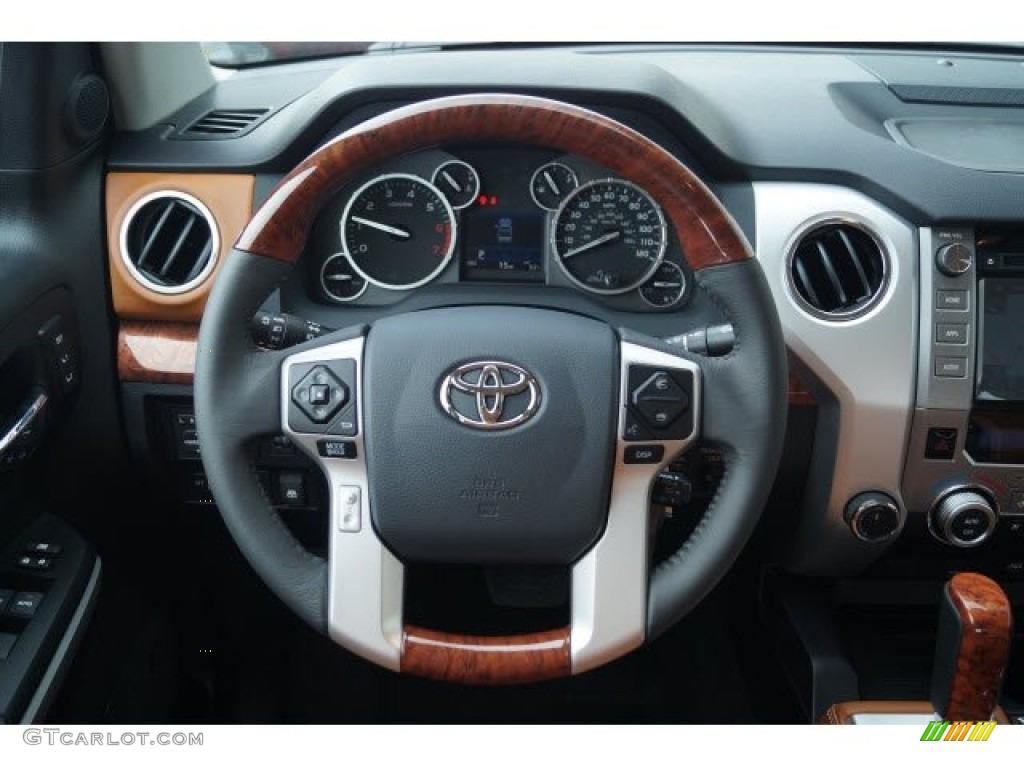 2017 Toyota Tundra 1794 CrewMax 4x4 1794 Edition Black/Brown Steering Wheel Photo #119720191