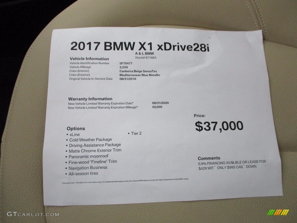 2017 X1 xDrive28i - Mediterranean Blue Metallic / Canberra Beige photo #12