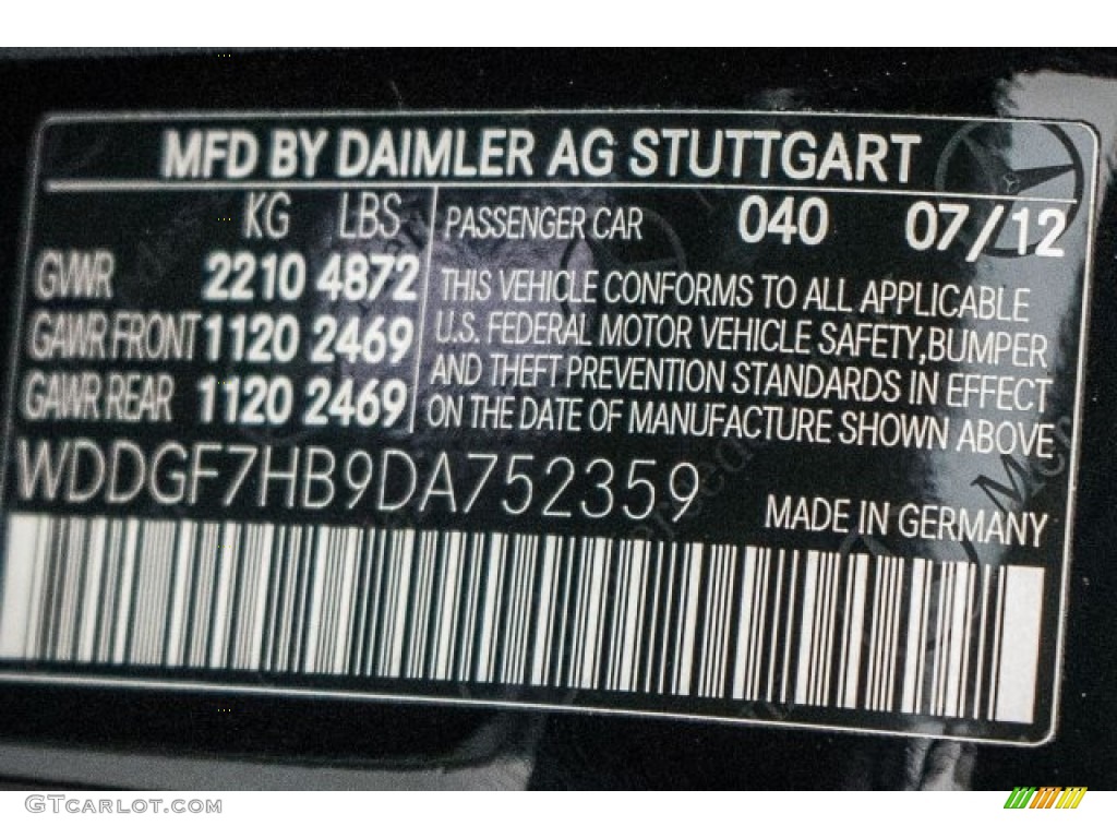 2013 Mercedes-Benz C 63 AMG Color Code Photos