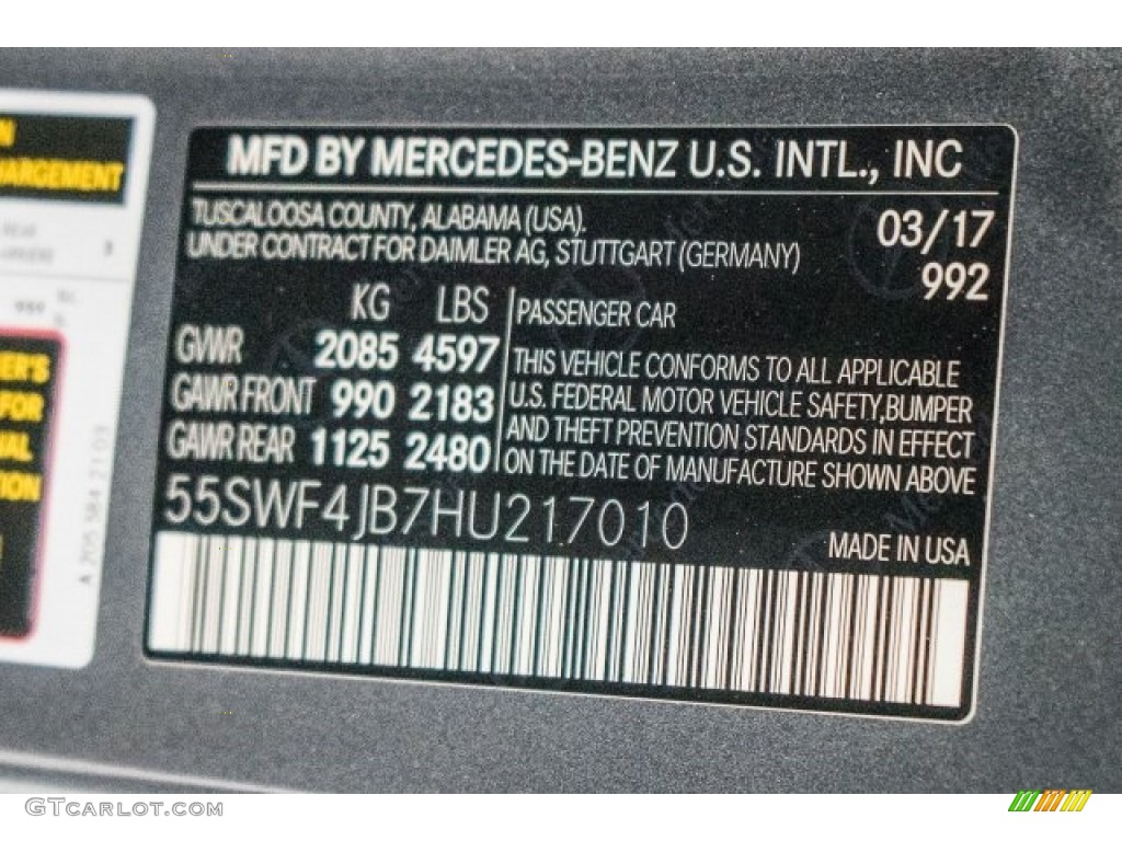 2017 C Color Code 992 for Selenite Grey Metallic Photo #119731753