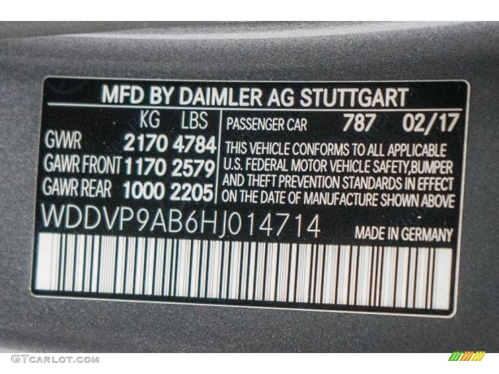 2017 B Color Code 787 for Mountain Grey Metallic Photo #119732254