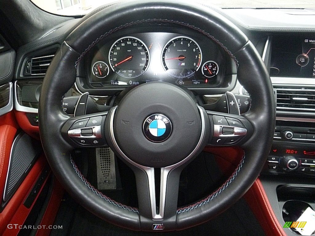 2015 BMW M5 Sedan Sakhir Orange/Black Steering Wheel Photo #119732851