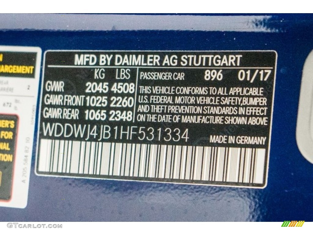 2017 C Color Code 896 for Brilliant Blue Metallic Photo #119733034