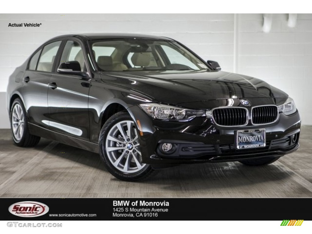 2017 3 Series 320i Sedan - Jet Black / Venetian Beige/Black photo #1