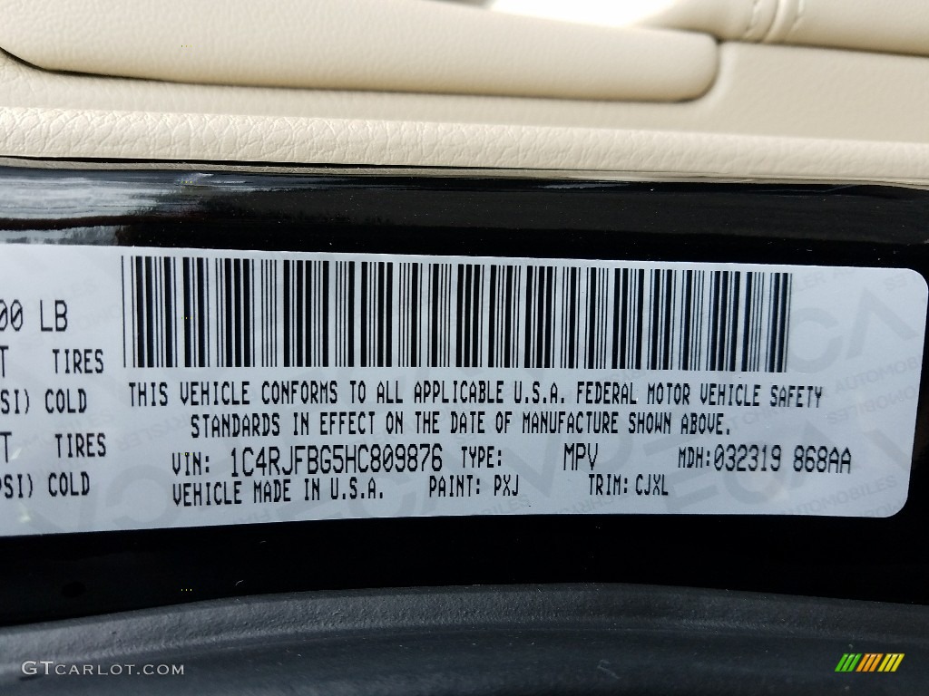 2017 Grand Cherokee Limited 4x4 - Diamond Black Crystal Pearl / Black/Light Frost Beige photo #8