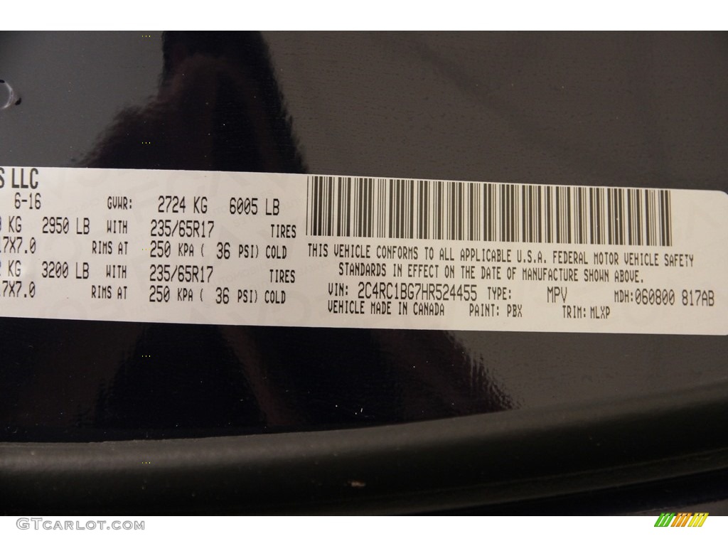2017 Chrysler Pacifica Touring L Color Code Photos