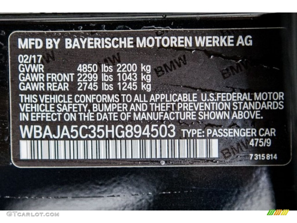 2017 5 Series 530i Sedan - Black Sapphire Metallic / Black photo #11