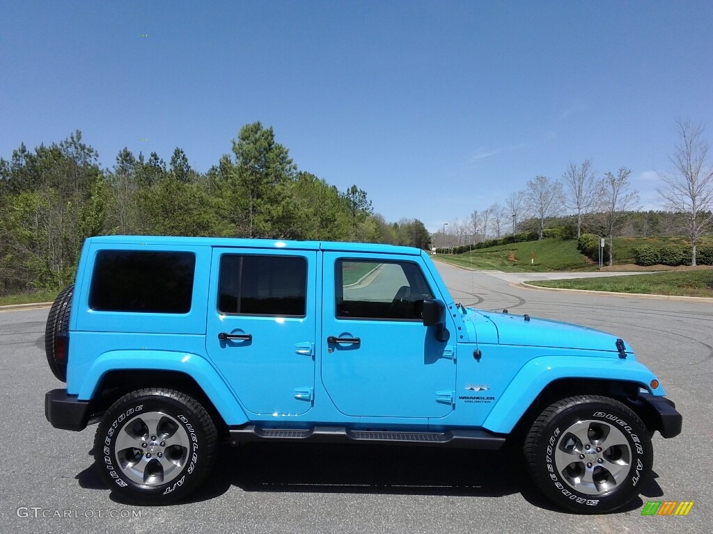 Chief Blue 2017 Jeep Wrangler Unlimited Sahara 4x4 Exterior Photo #119778715