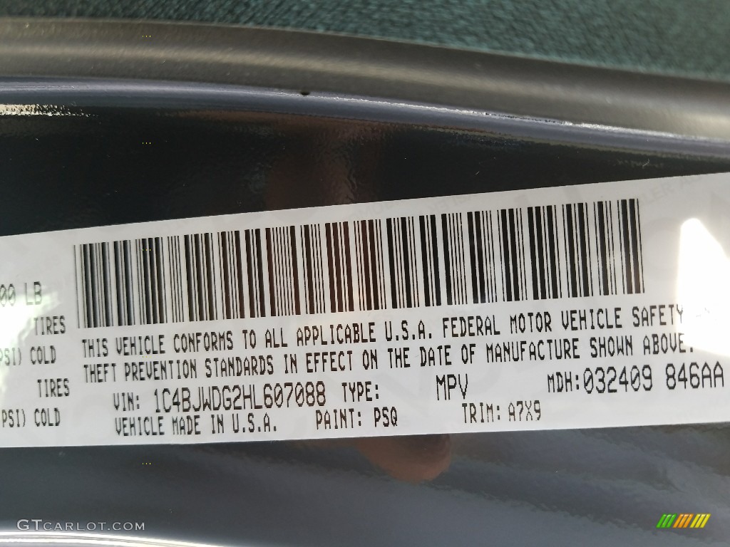 2017 Wrangler Unlimited Color Code PSQ for Rhino Photo #119799268