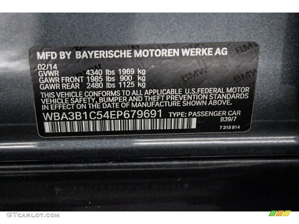2014 3 Series 320i Sedan - Mineral Grey Metallic / Black photo #36