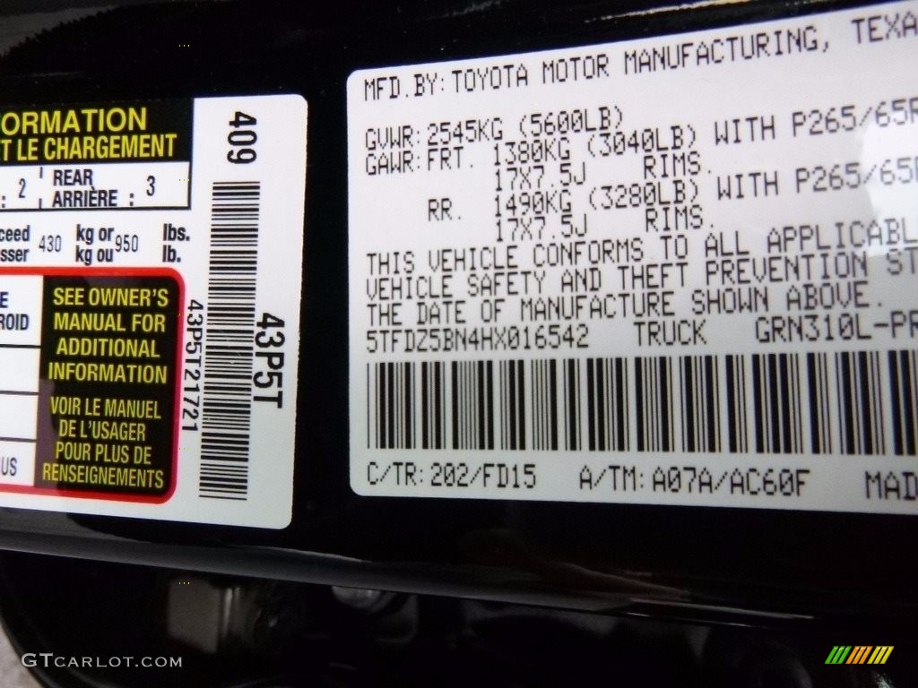 2017 Toyota Tacoma TRD Sport Double Cab 4x4 Color Code Photos