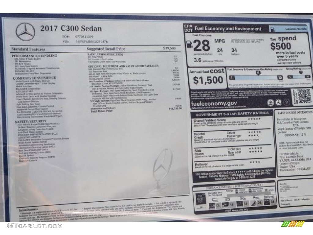 2017 Mercedes-Benz C 300 Sedan Window Sticker Photos