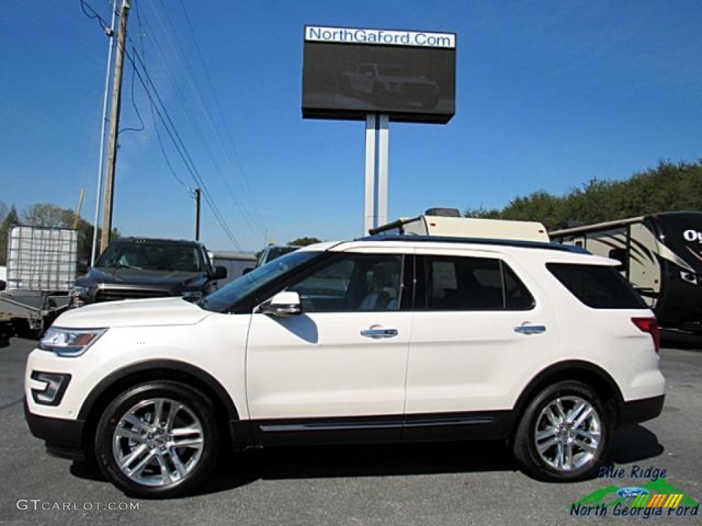 2017 Explorer Limited 4WD - White Platinum / Medium Light Camel photo #2