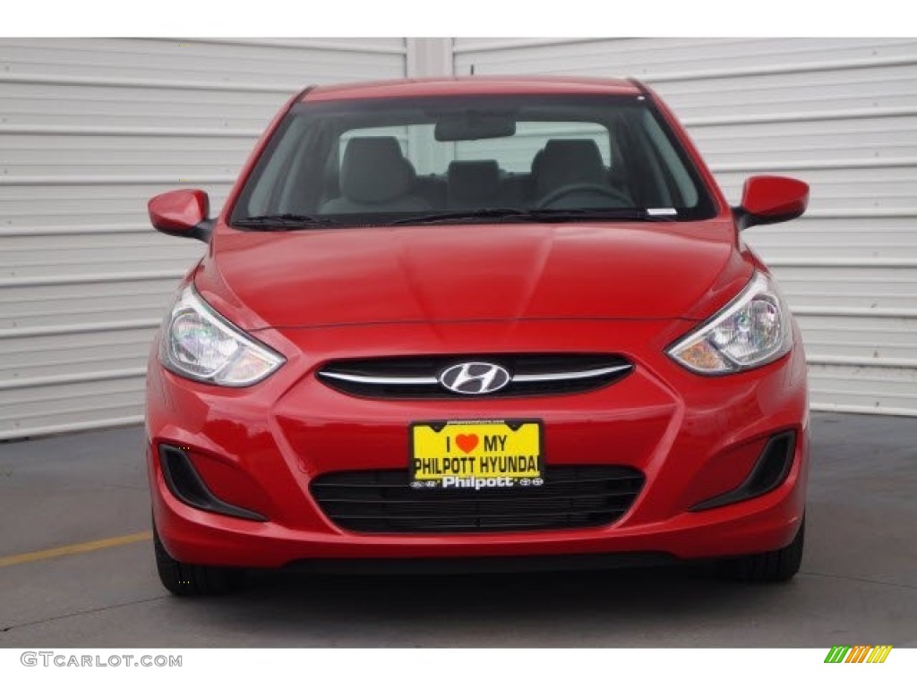 2017 Accent SE Sedan - Boston Red / Gray photo #2