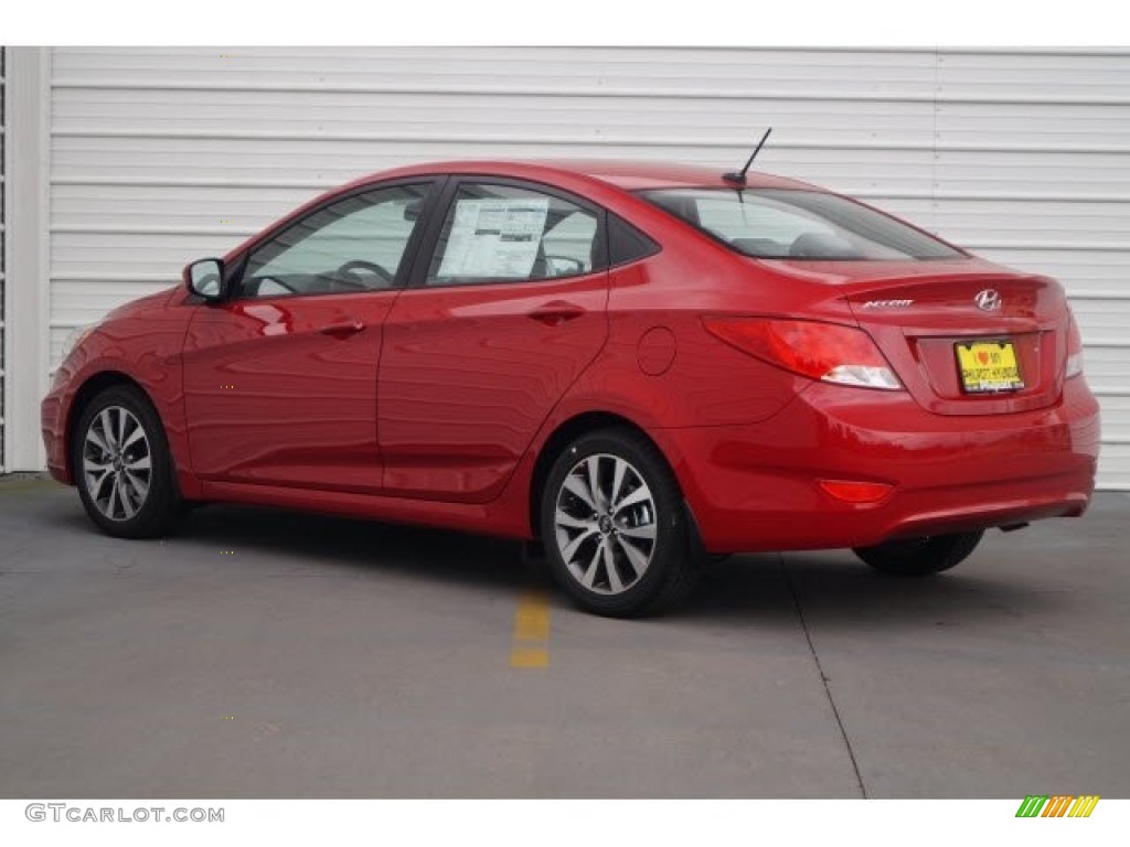 2017 Accent SE Sedan - Boston Red / Gray photo #4
